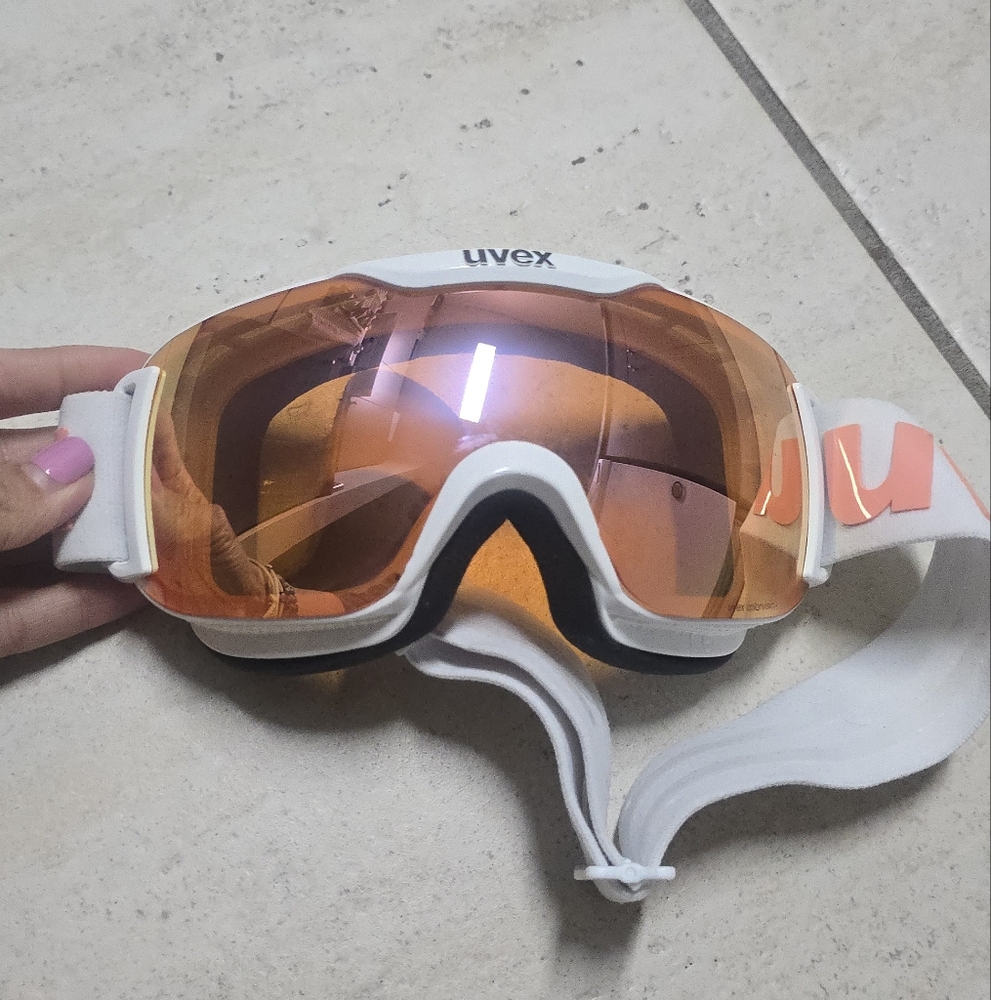 Uvex Goggles White Orange with Mirrored Rose Orange Colorvision